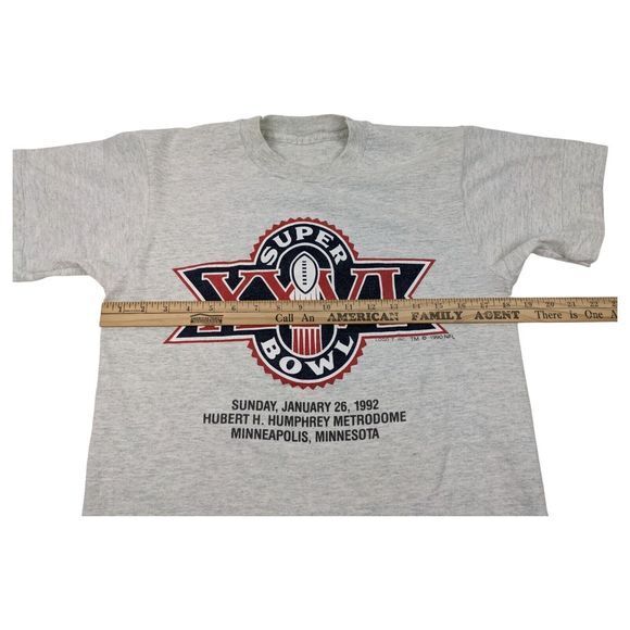 Vintage NFL Super Bowl XXVI 1992 Gray Single Stitch‎ LOGO 7 T-Shirt Sz S/M - Picture 6 of 9